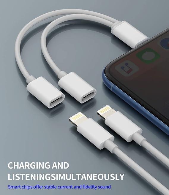 Dual Lightning Adapter for iPhone Jack Headphone Charger Accessories for Apple Aux Cable Audio Headphone Adapter for iPad for iPhone 14 13 Pro Max Charging Headset Car Radio Connection ip-BFX