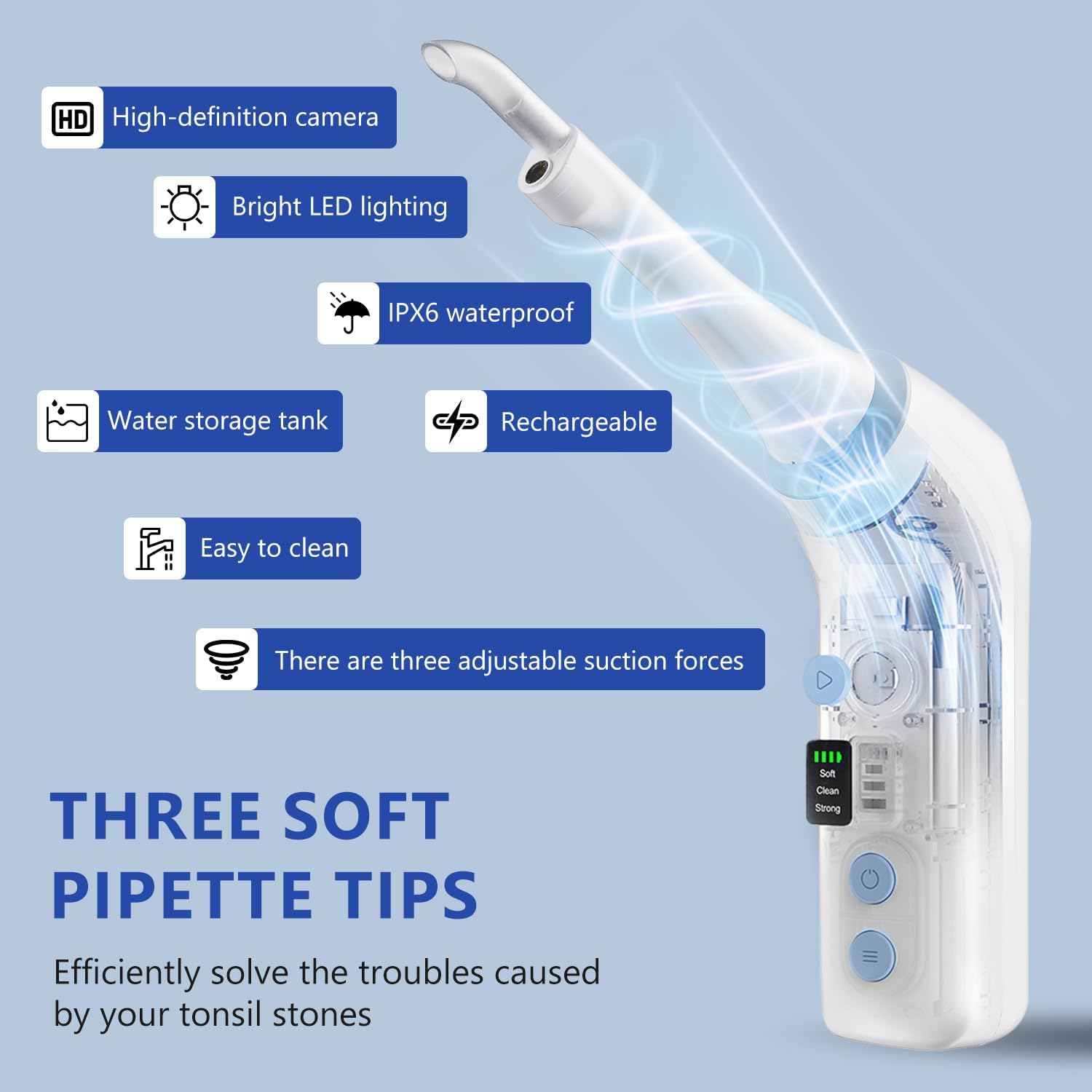 2026 Upgraded Electric Tonsil Stone Remover with 1080P Camera，Tonsil Stone Removal Kit with LED Light，900mAh Tonsil Stone Vacuum – Oral Care for Mouth Health & Painless Cleaning