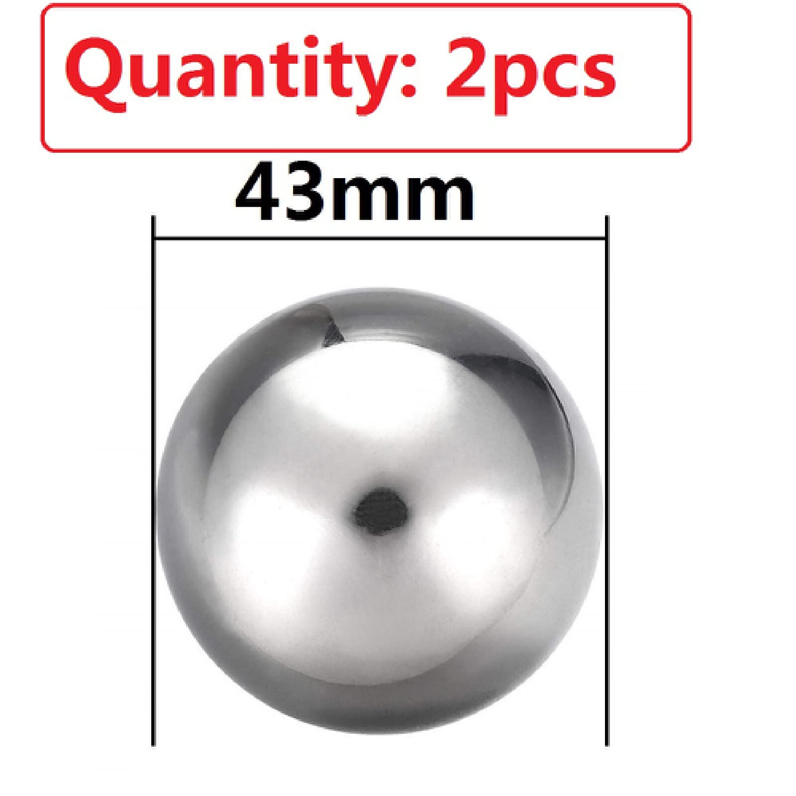 43 mm Durchmesser, [2 Stück] 304 Edelstahlkugel, Präzisionsstahlkugel, Stahlkugel, Stahlkugel, glänzende Stahlkugel, Kugel, massive Stahlkugel