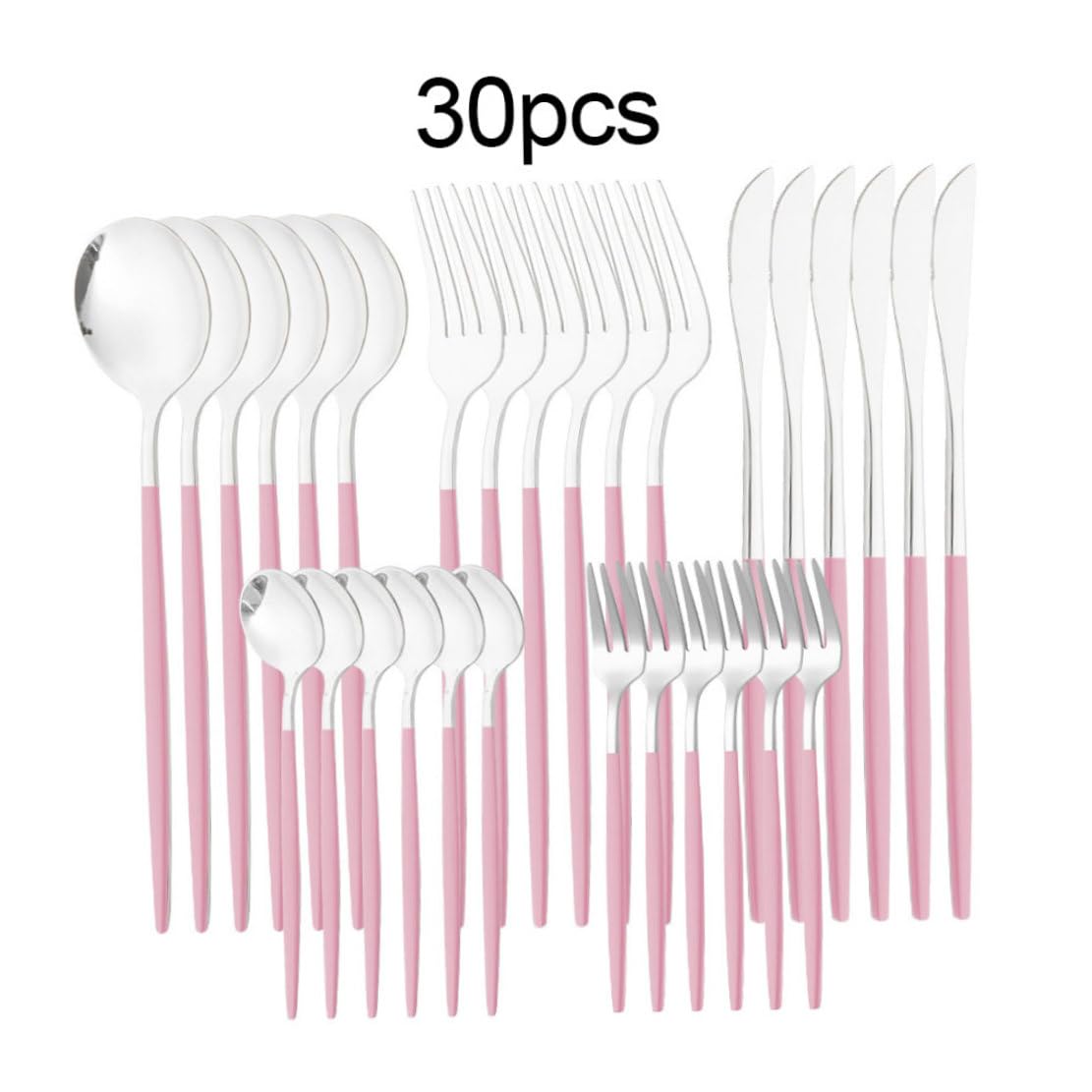 Juego de cubiertos de acero inoxidable, vajilla, cubiertos, utensilios para cocina, 30 piezas, estilo 3.