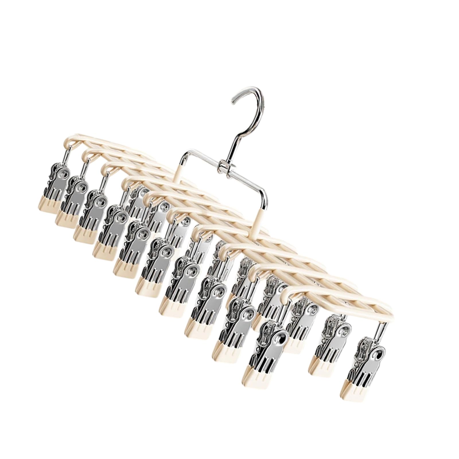 Sock and Underwear Drying Hanger with 20 Coated Clips, Laundry Organizer for Balcony and Laundry Room Daily Use Sock Drying Hanger Clip Rack Underwear Small Garment Dryer Balcony Organizer Bib Scarf
