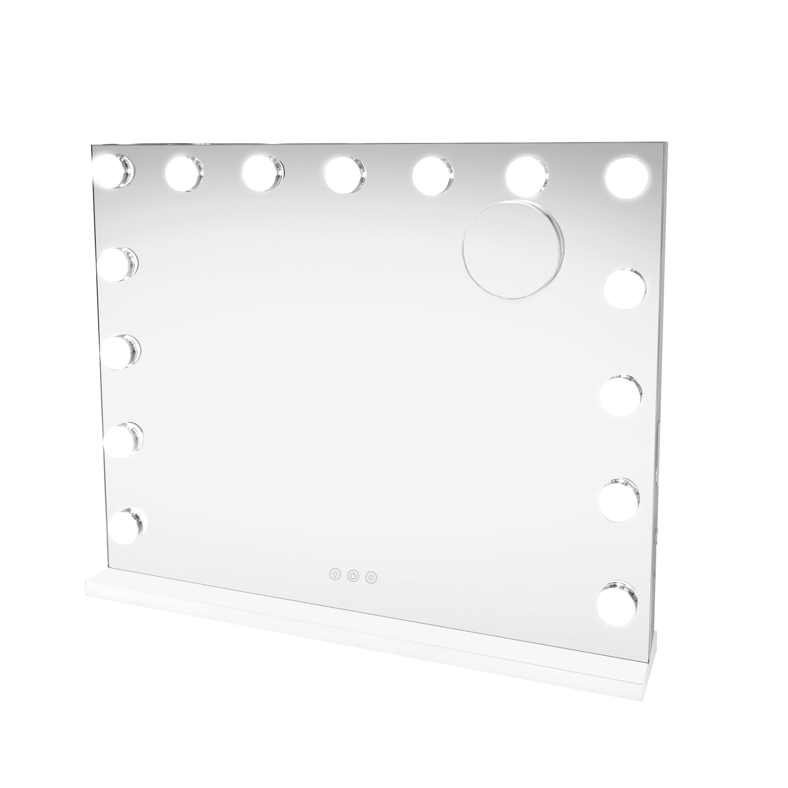 Monster Shop Light Up Hollywood Mirror 15 Led Vanity Makeup Table Wall Touch Screen Dimmable 3 Colour Modes Bluetooth Speaker 2 Charging Ports Usb-A & Usb-C Microfibre Cleaning Cloth 10 X Magnification Mirror
