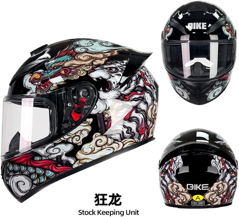 Miniatura 7 de Casco de motocicleta de carreras de motocross, casco de cara completa con visera interna tintada y aprobado por DOT para ciclomotor, ATV, Cruiser