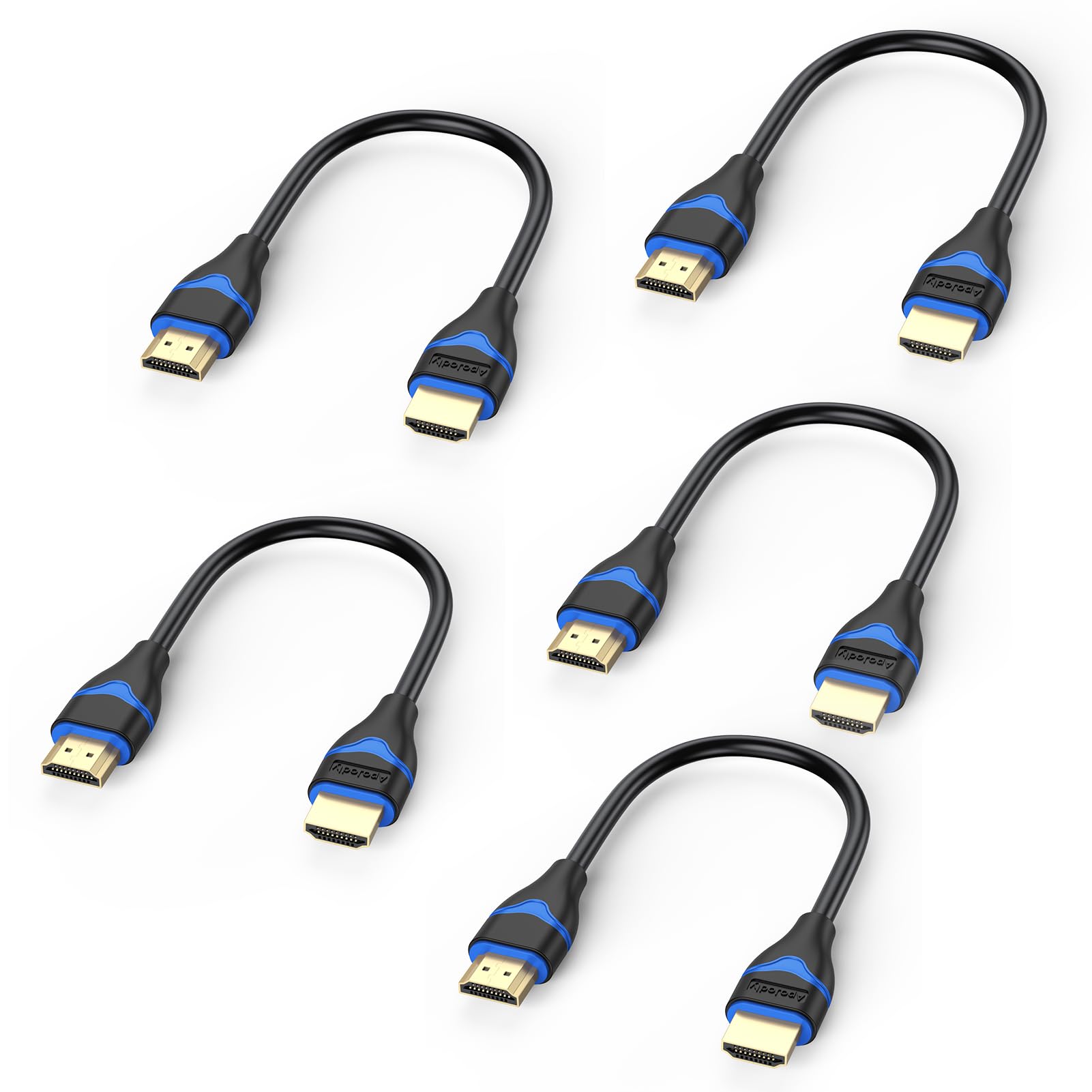 4K Short HDMI Cable 6 inch 5-Pack, HDMI Cord 0.5FT High Speed HDMI to HDMI Cable 2.0(4K@60Hz, 2K@144Hz, 1080P@120Hz, 18Gbps, HDR, 3D, HDCP 2.2, ARC) for HDTV, Switch, PS4/PS5, Xbox, Blu-ray, Monitor