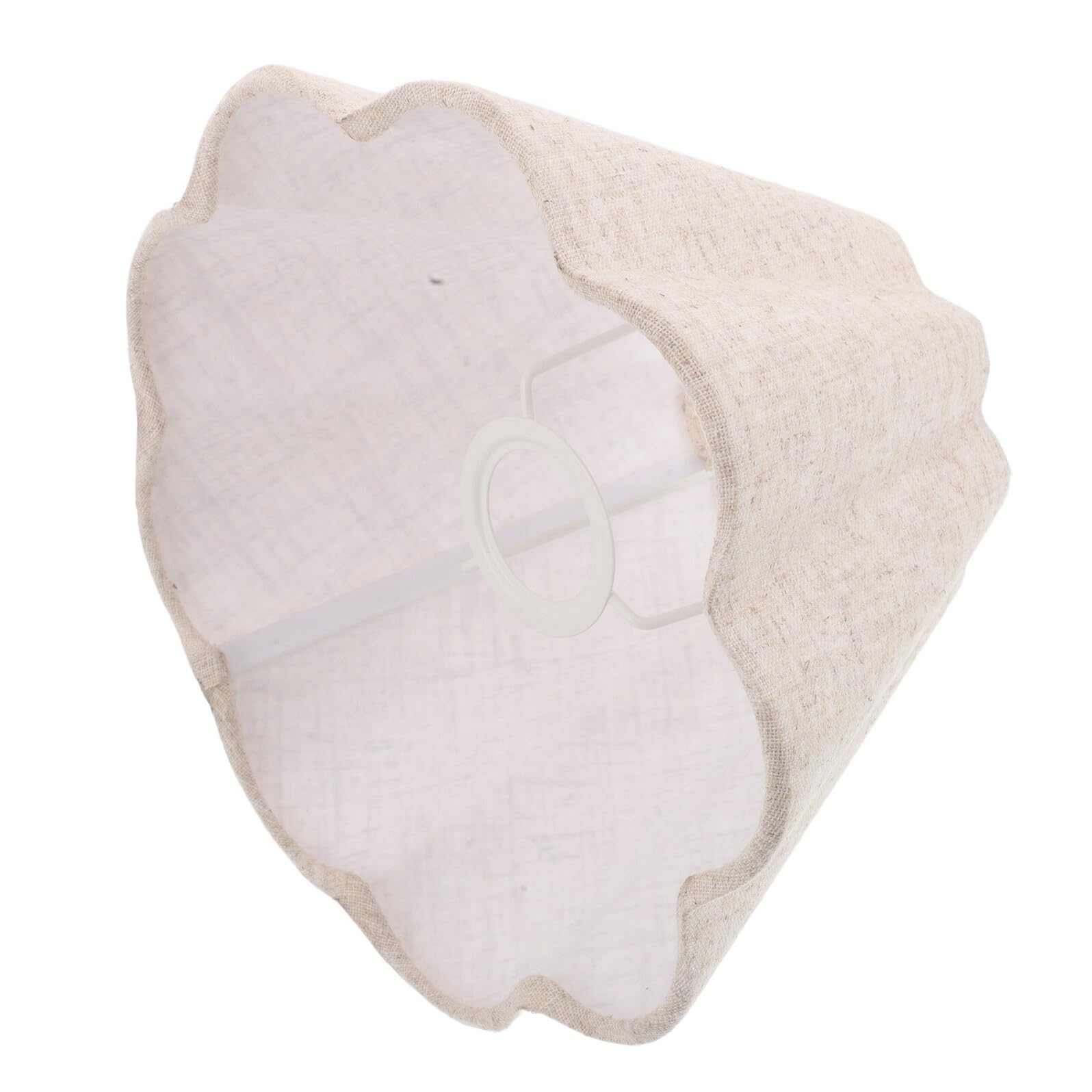 Pantalla de Lámpara Tejida Vintage Beige con Volantes, Estilo Rústico