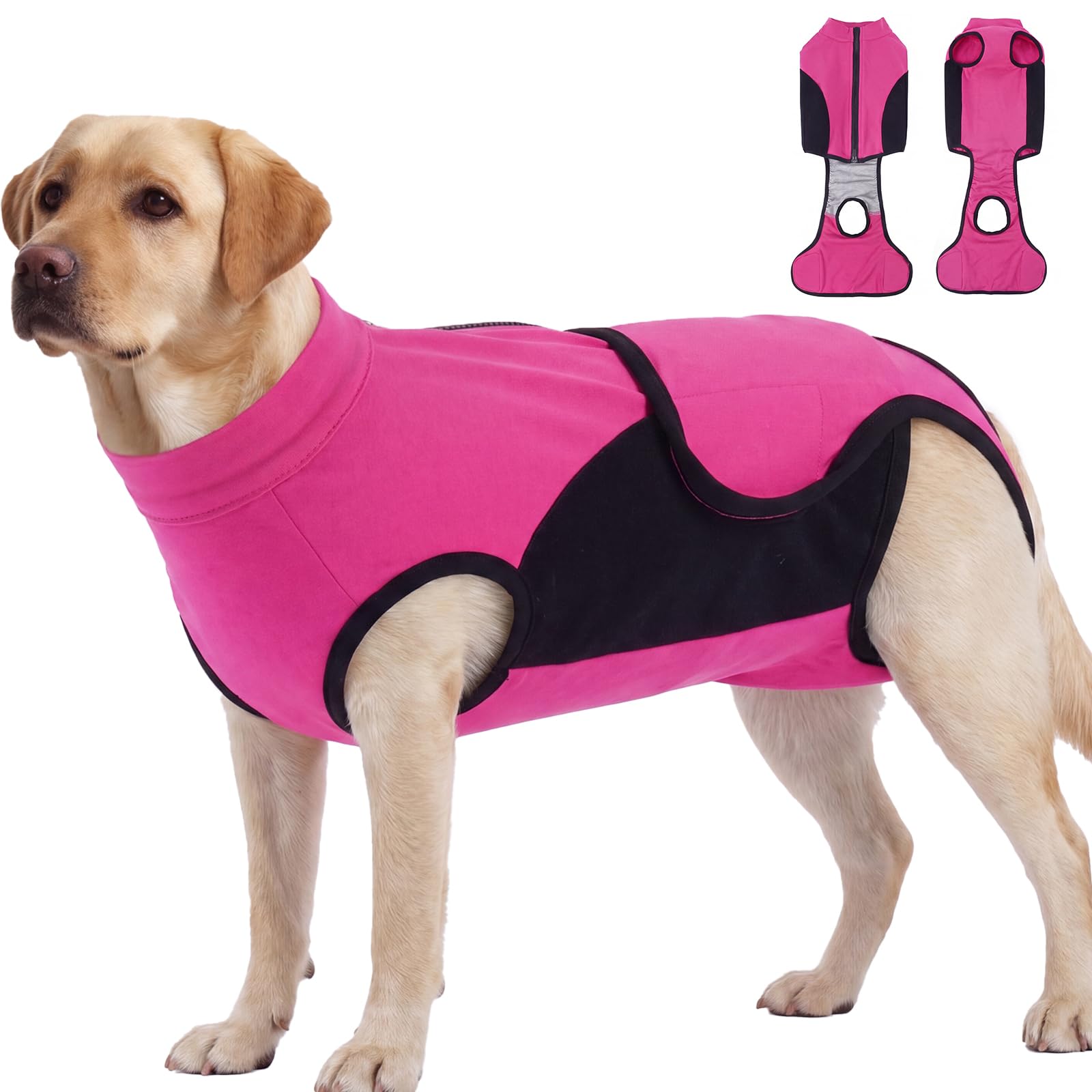Hjyokuso Dog Surgery Recovery Suit, Soft Breathable Dog Recovery Suit Female & Male, Dog Onesie After Surgery, Anti Licking Surgical Suit for French Bulldog Beagle Shiba Inu RoseRed L