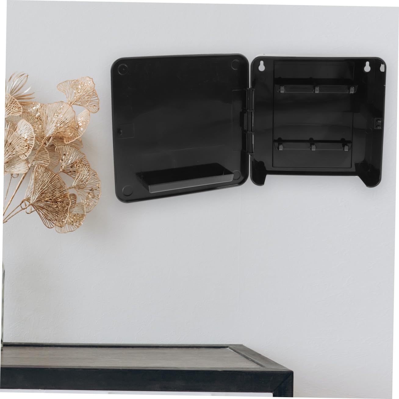 Portachiavi da Muro Moderno in Plastica Nera, Appendichiavi Magnetico senza Fori, Design Elegante per Ingresso e Negozio, Gancio Multifunzionale per Chiavi