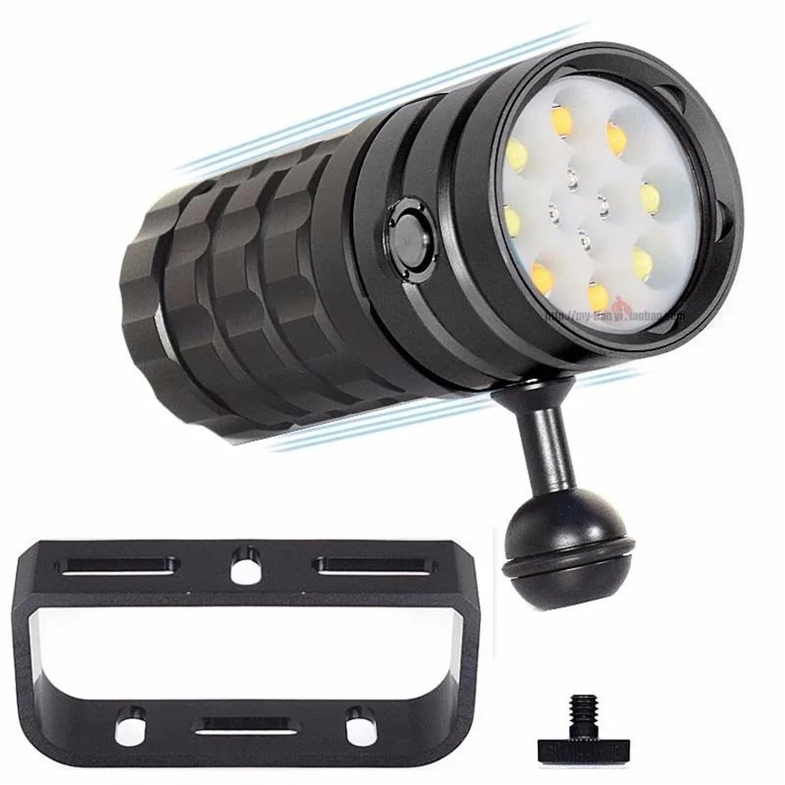Torcia Subacquea 25000 Lumen Subacqueo 100M Fotografia Tattico Diving Light Video Video, IPX8 Impermeabile ARA Luce Subacquea, Torcia Sottomarina Di Piccole Dimensioni,Nero