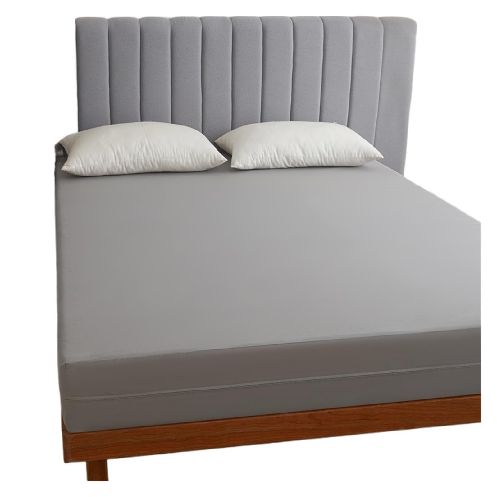 Protector Colchon Protector de colchón Impermeable con Cremallera, Suave, Transpirable, silencioso, for Cama Individual y Doble(Grey,152x203x46cm)