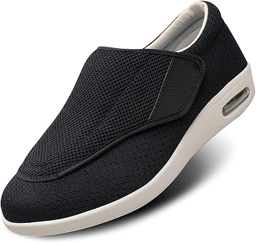 Zapatos para diabéticos elegantes para hombre, con cierre ajustable, de ancho extraancho, con cierre ajustable, ligeros, transpirables, de malla,