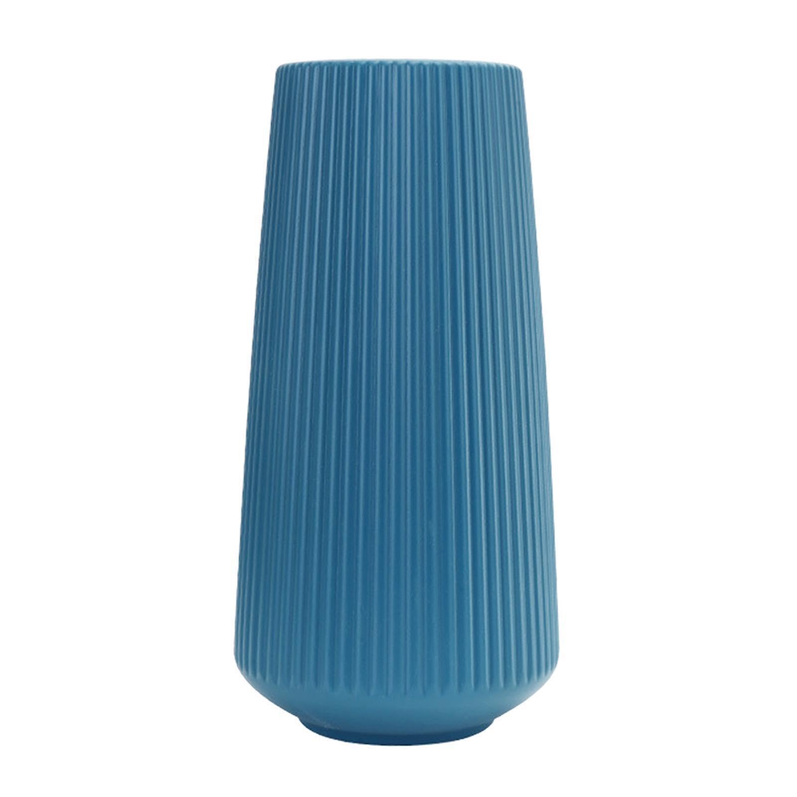 ALCXAZS Minimalist Decorative Plastic Flower Pot Elegant Flower Vase for Housewarming Gift Dinner Table, Blue, 30x15cm