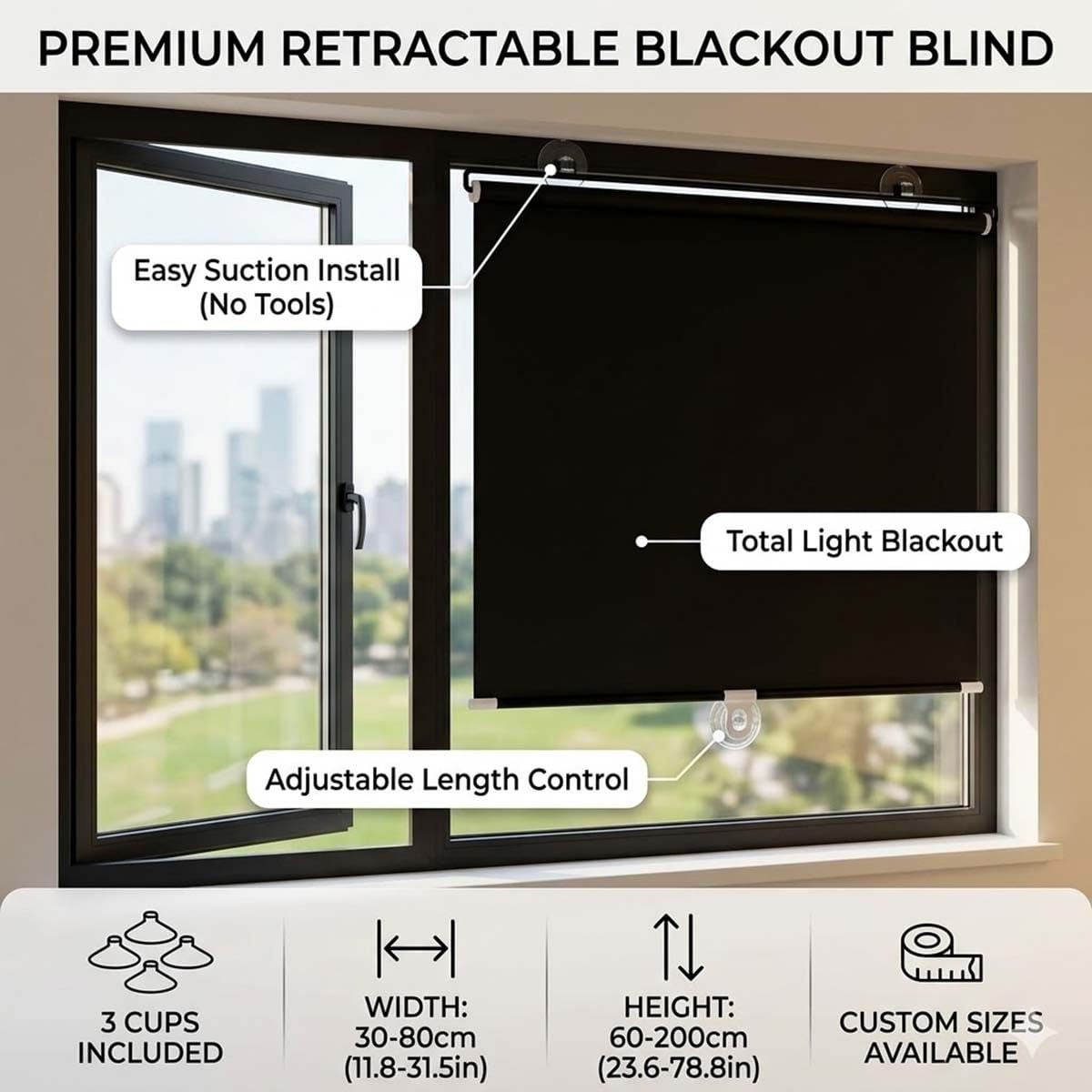 Tenda oscurante senza fori, rivestimento termico per finestre con ventose, protezione UV e privacy, 50 x 75 cm, parasole anti-UV, per casa e ufficio