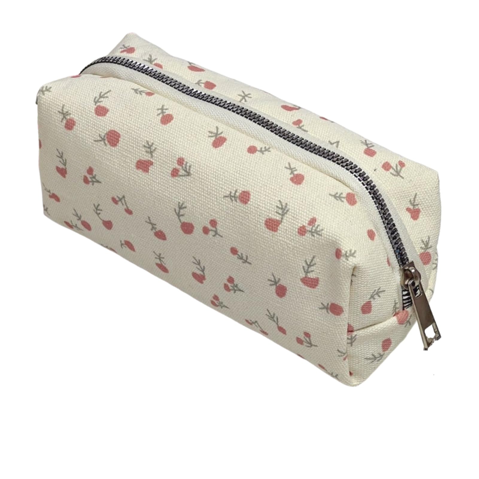 Floral Pencil Case for Girls, Large Capacity Canvas Pencil Cases，Red