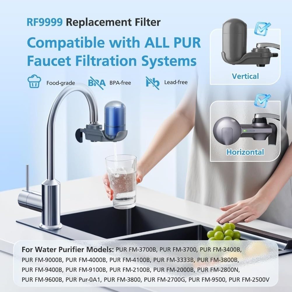 Filtros de repuesto para grifo de filtro de agua PUR, paquete de 6 filtros de agua de repuesto para mantener la pureza de la seguridad del agua