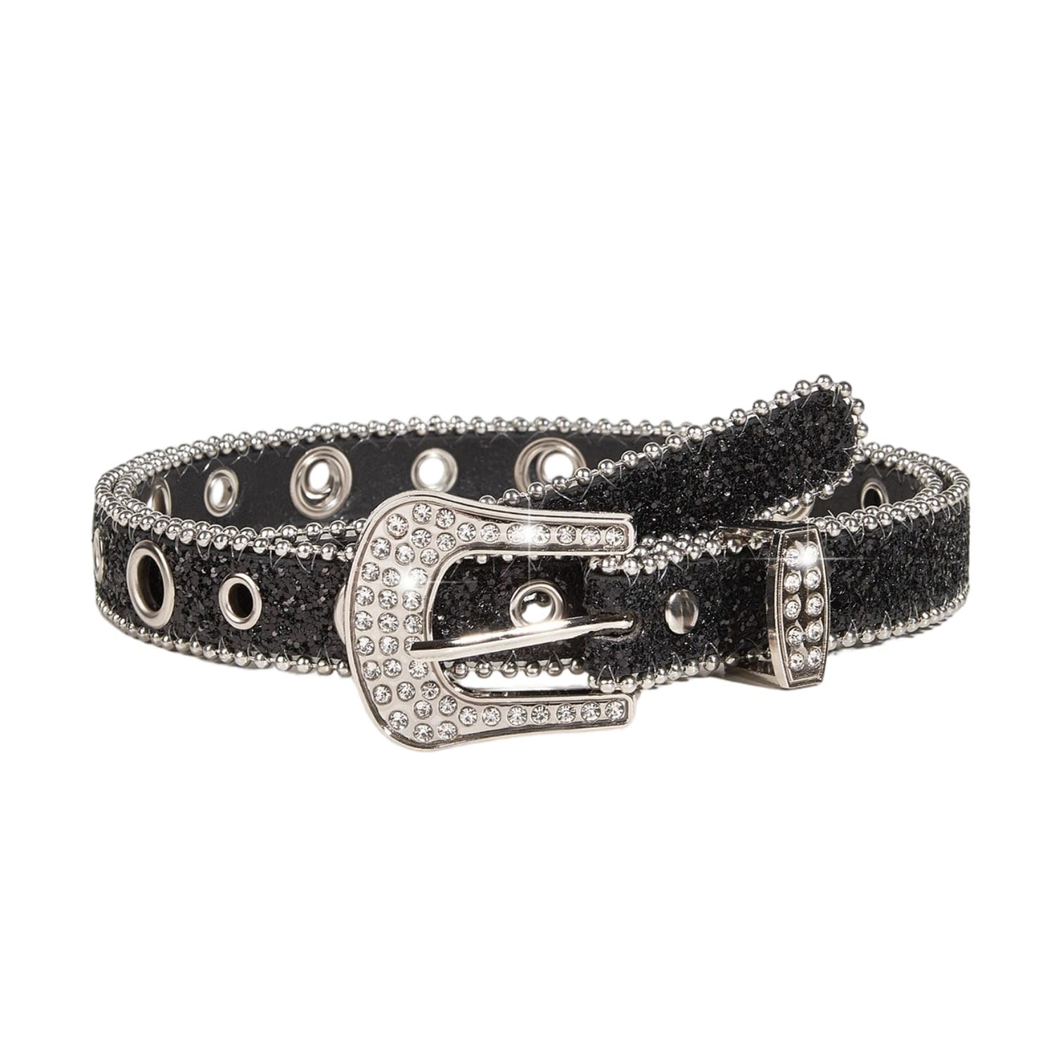Decorative Glitter Belt Glittery Rhinestone Belt Glittering Accessory Shiny for Women, Teens, Parties, Festivals, Black, 2.5CM S-image-17