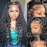 28 Inch Water Wave Lace Front Wigs Human Hair Wet and Wavy 13x6 HD Lace Front Wigs Human Hair Pre Plucked 200 Density Glueless Deep Wave Lace Front Wigs for Blak Women Full and Thick