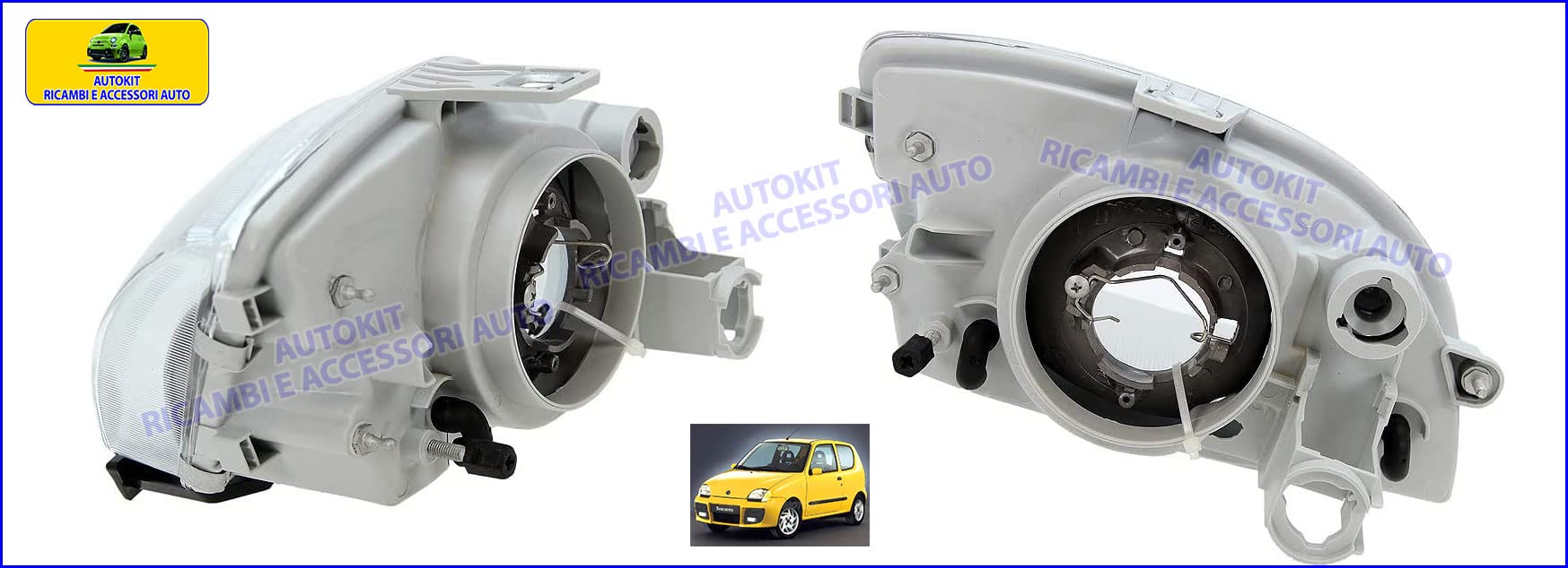 Generico Fari anteriori Fanali Specifici Compatibili con Seicento 600 dal 1998 in poi COPPIA destro - sinistro Proiettori Luci faro fanale luce auto Fanalini Freccie - 33880-33890 - 42860-42870