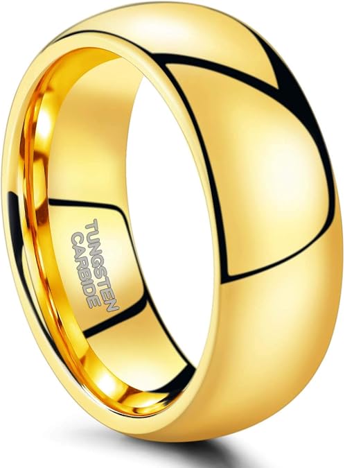 TRUMIUM 2mm 4mm 6mm 8mm Tungsten Wedding Band Ring for Men Women Silver/Rose Gold Plated/Rainbow/Gold Plated Domed High Polish Engagement Promise Rings Comfort Fit 4-15