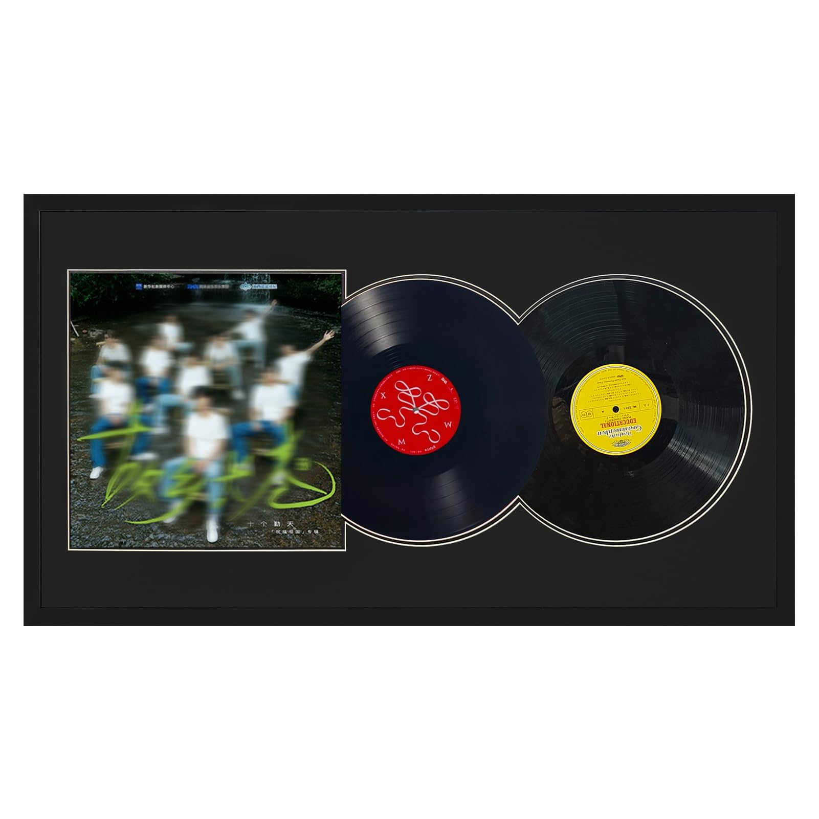 XINWENLI cadres doubles pour disques vinyles - 48 x 86 cm - À suspendre au mur - 30,5 cm - Noir - Pour la maison, le bureau, décoration d'intérieur, les amateurs d'albums - Cadeaux pour les amateurs