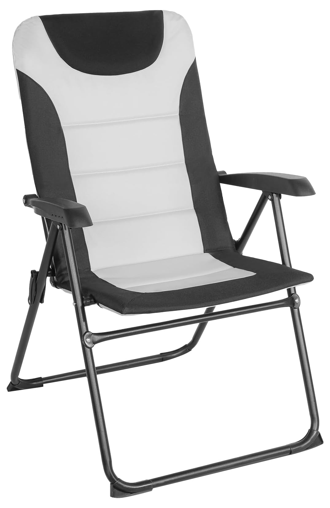 Homecall Silla de jardín plegable acolchada con respaldo ajustable, negro y crema