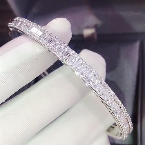 Luxury Channel Pave Simulated Diamond Engagement Bracelets For Women 18K White Gold Filled Wedding Bangle Jewelry 20 Styles #TOP3