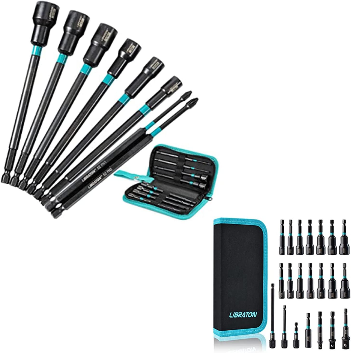 Libraton Nut Driver Set with Long Nut Drivers, Impact Drill Driver Bit Set