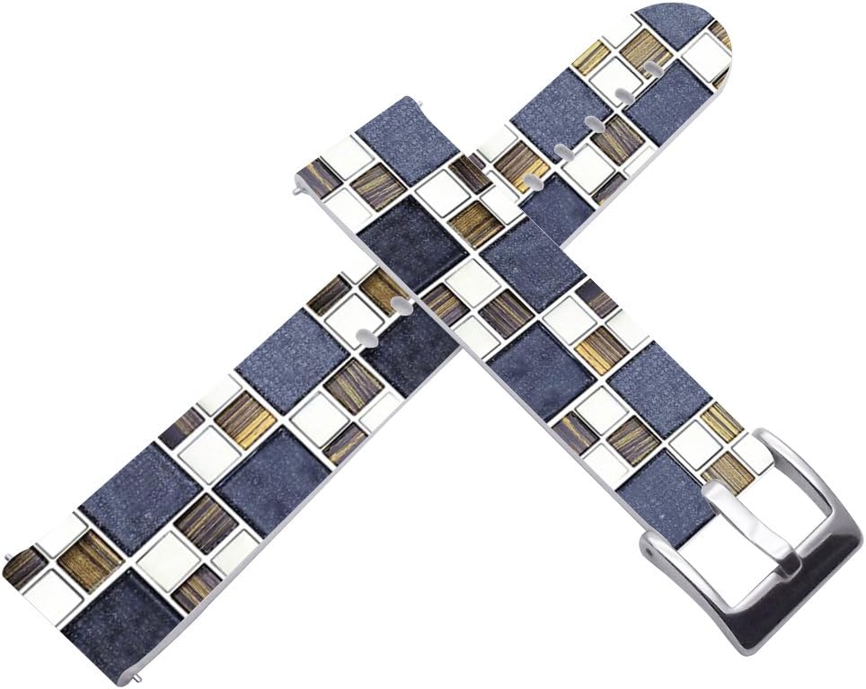 18mm Watch Bands Straps Leather Quick Release Compatible with Activit¨¦/Activitie Pop/Steel/Steel HR for Watch Style for 2 for Watch Grey Grid Design Print