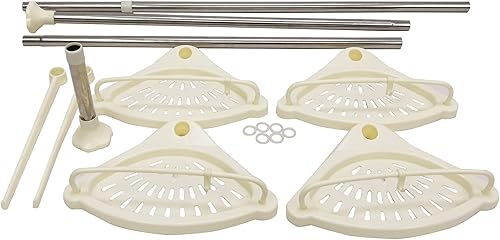 Miniatura 9 de FixtureDisplays® Juego de 2 bandejas de almacenamiento de tensión para bañera y ducha con barra fija de acero inoxidable de 3.3-10 pies de altura