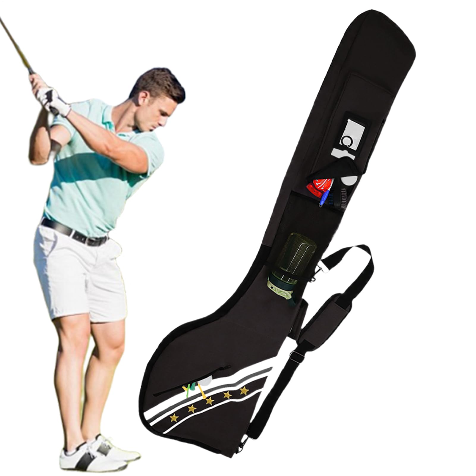 Bolsa para palos de golf, bolsa de almacenamiento para palos de golf, correa de hombro ajustable, organizador para niñas, adolescentes, deportistas y ciclistas