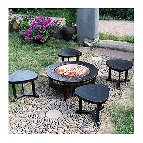ZAANU Fogata al Aire Libre Fogata al Aire Libre, brasero de leña para jardín, con 4 taburetes, Usado