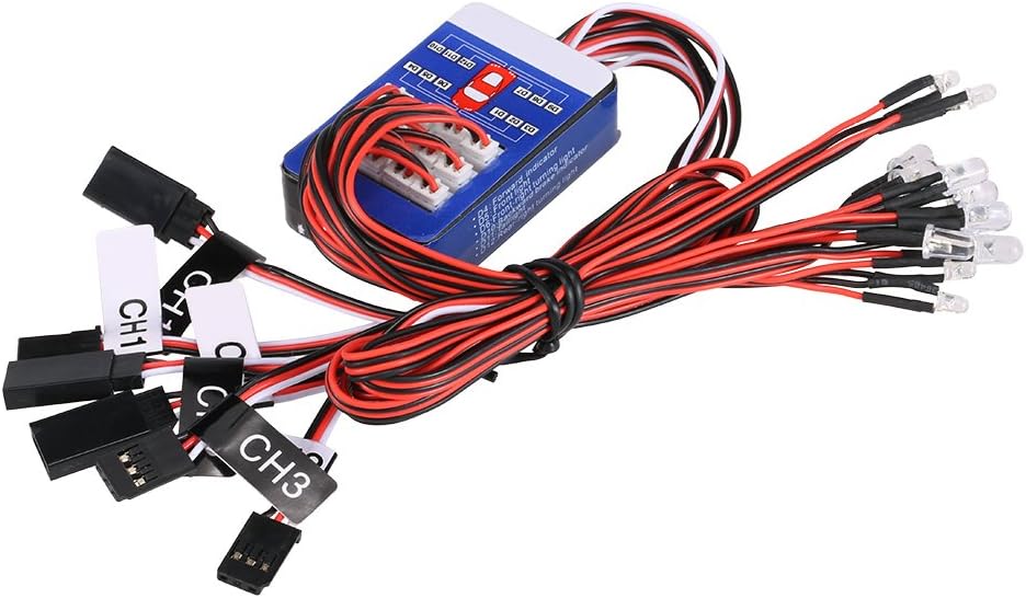 12 LED RC Lighting Kit for Steering, Brake, Smart Simulation Flash RC Light for 1/10 Scale Model RC Car Tamiya Yokoyo HSP HPI AXIAL RC4WD Traxxas