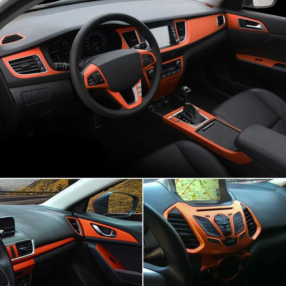 Matt Brushed Metallic Vinyl Film 19.68 x 78 inch Automotive Contact Paper, Peel and Stick Waterproof Vinyl Wrap for DIY Car Moto Interior Exterior,Orange