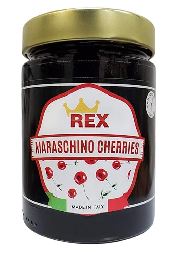 REX Gourmet Cocktail Cerezas de maraschino italianas, 14.1 onzas