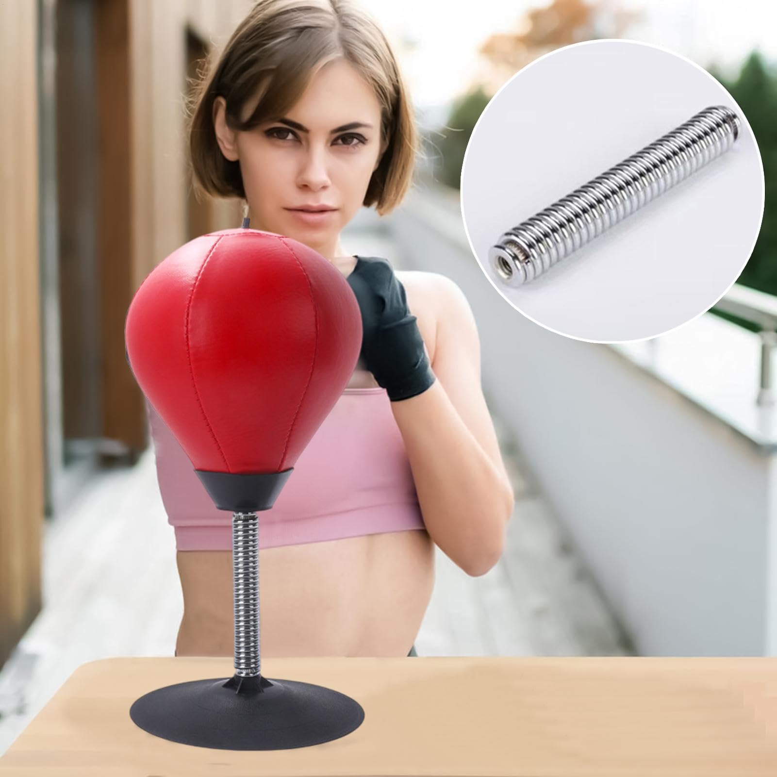 Saco de Boxeo de Escritorio, Saco de Boxeo | con Ventosa Antiestrés - Bolsa de Boxeo Resistente para aliviar el estrés con Bomba, para niños, Adolescentes y Adultos