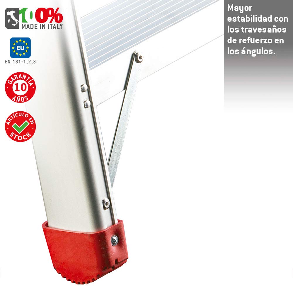 Faraone - Escalera de Aluminio - Escalera de Tijera DOMUS04-162 x 50 x 15 cm - Escalera 4 Peldaños - Máxima Seguridad - Fácil Transporte - Peldaños Anchos y Cómodos