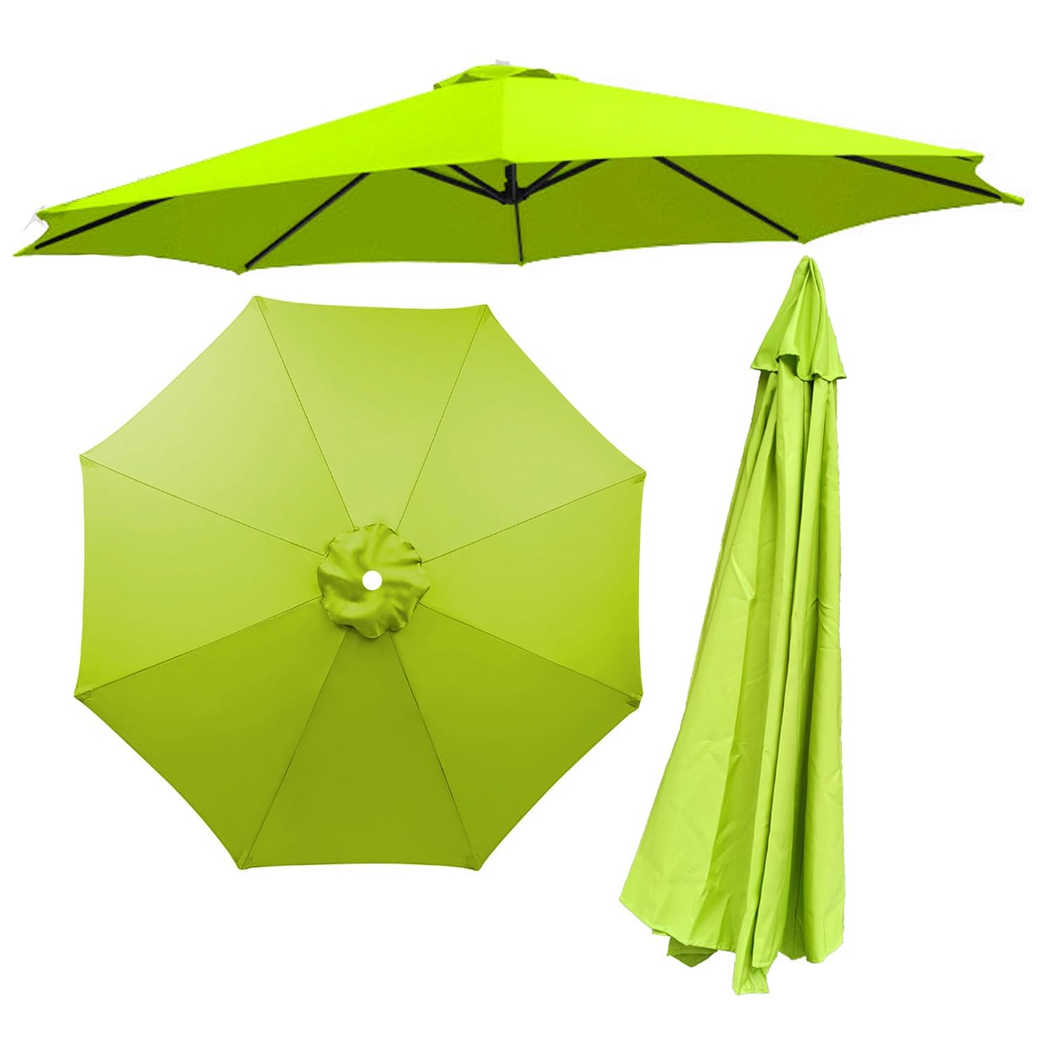 7.5ft 9ft 10ft Outdoor Umbrella Replacement Canopy Cloth Fabric 8 Ribs, Patio Umbrella Canopy Cover Replacement Thick Canvas Fit Garden Backyard Pool Parasols (CANOPY ONLY)(Color:Grass Green,Size:2.70