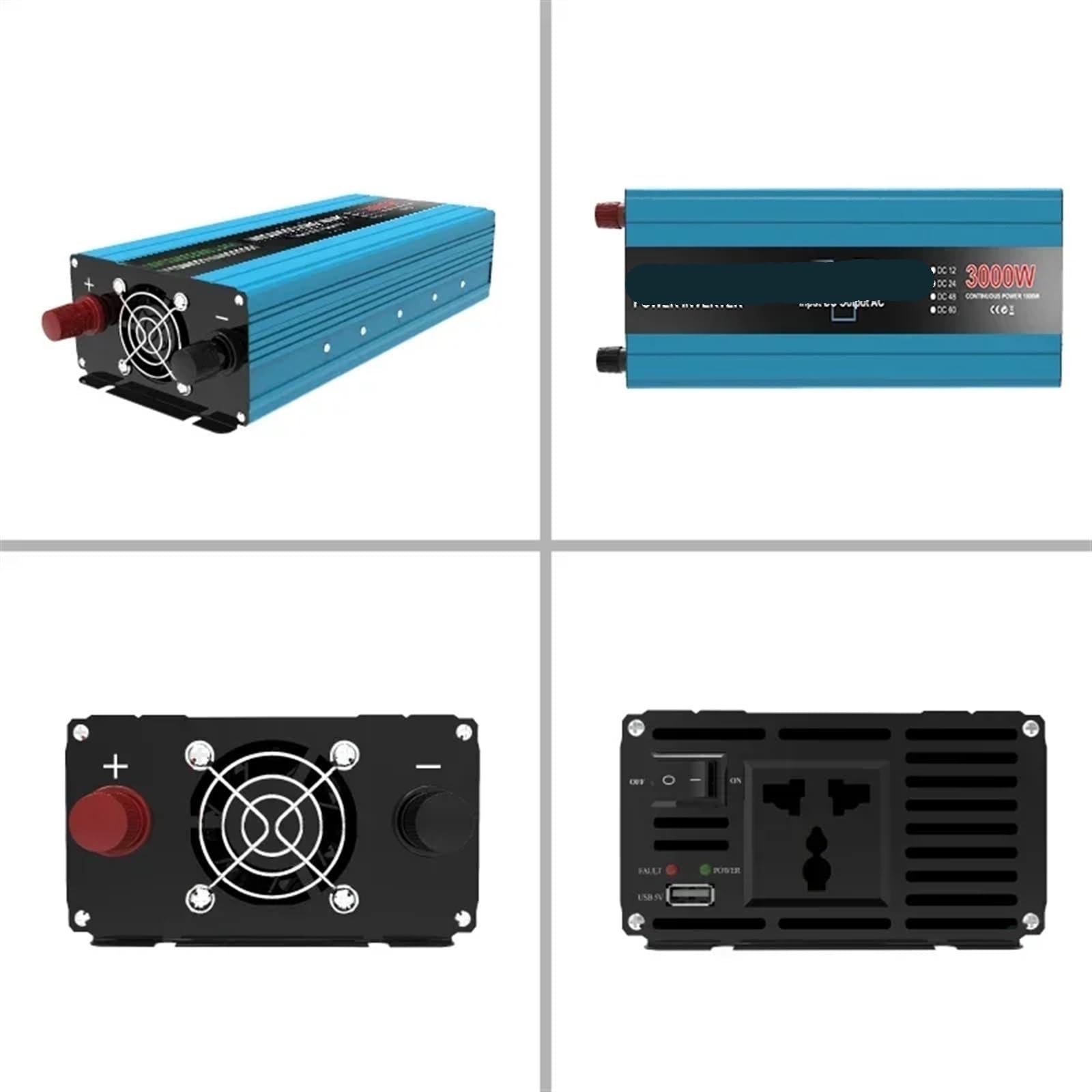 Modyfikowany falownik sinusoidalny DC 12V/24V do v 1500W konwerter mocy szczytowej 3000 W falowniki napięcia 50 Hz transformator samochodowy solarny,Stabilna konwersja mocy