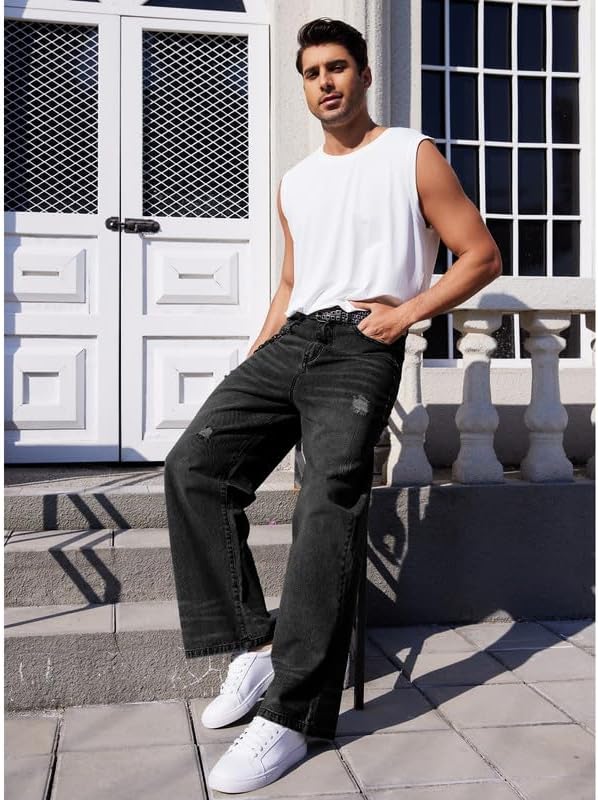 Men's JNCO Baggy Jeans Y2K Vintage Ripped Wide Leg Distressed Denim Pants Skater Jean Hip Hop Streetwear Loose Fit - Image 6