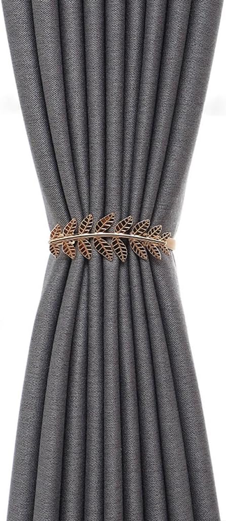 FMURY Elastic Curtain Strap Leaf Curtain Strap Curtain Buckle(Gray)