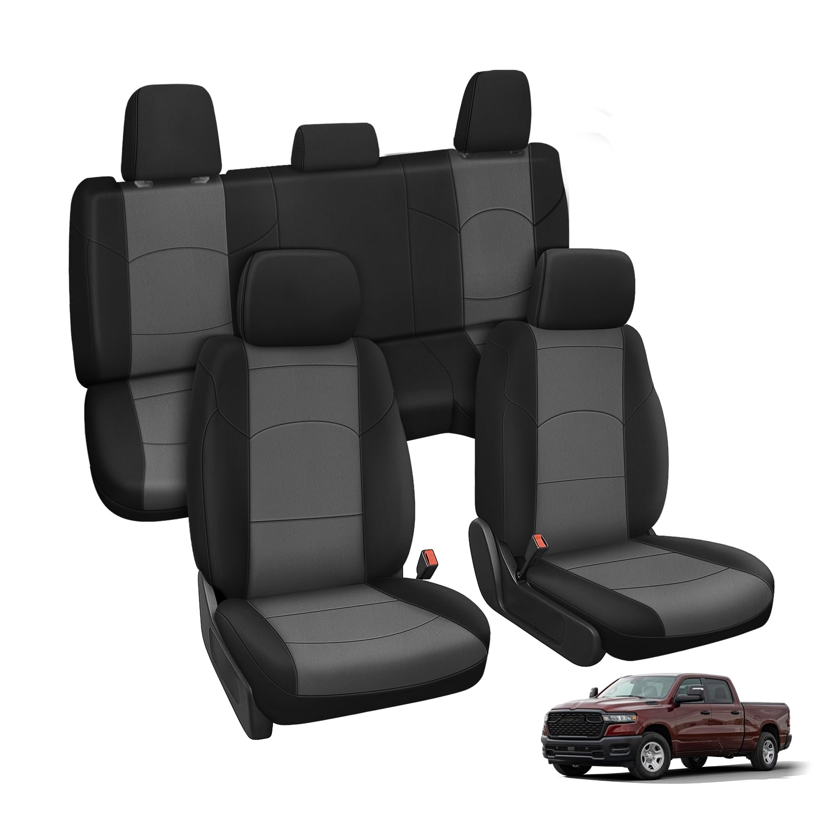 Capas de banco dianteiro e traseiro compatíveis com Dodge Ram 1500/2500/3500 2019-2025
