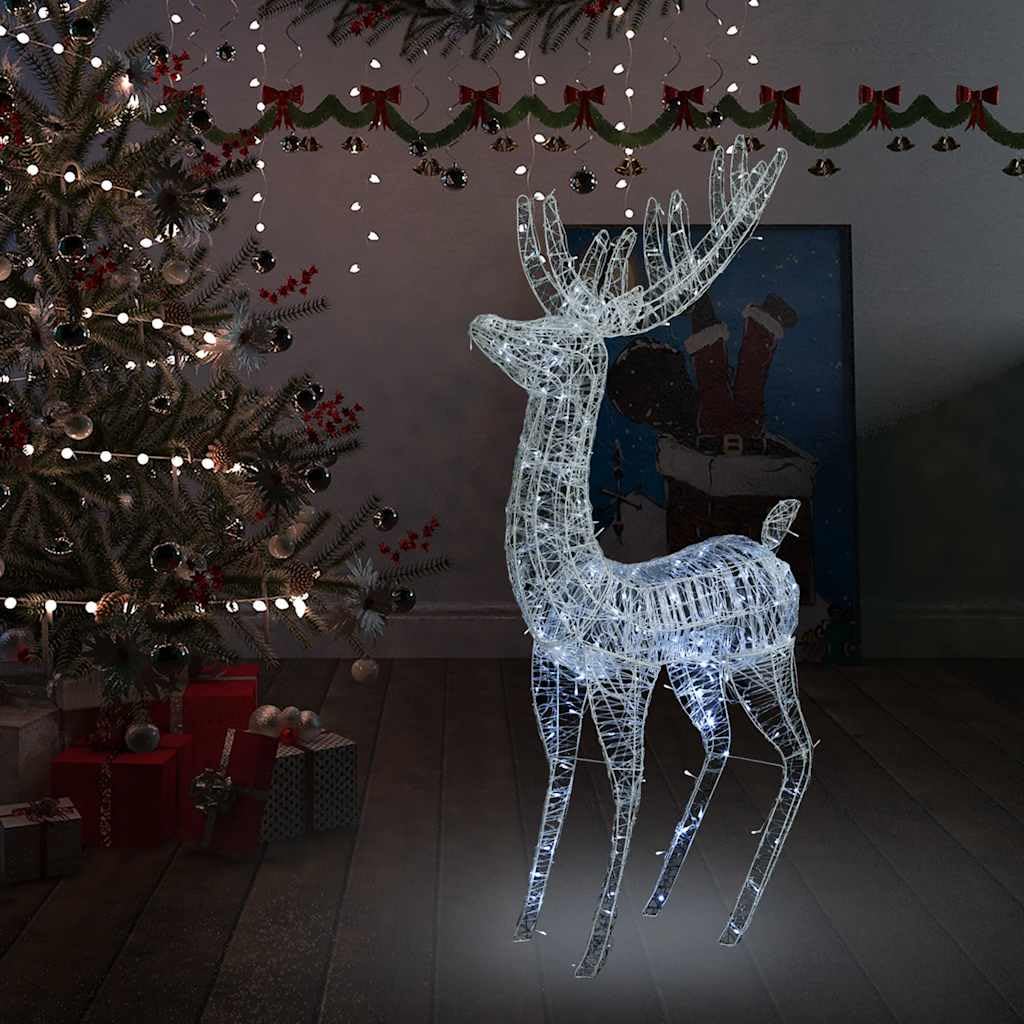 Renne de Noël XXL en acrylique de 1,8 m avec 250 LED blanc froid pour jardin