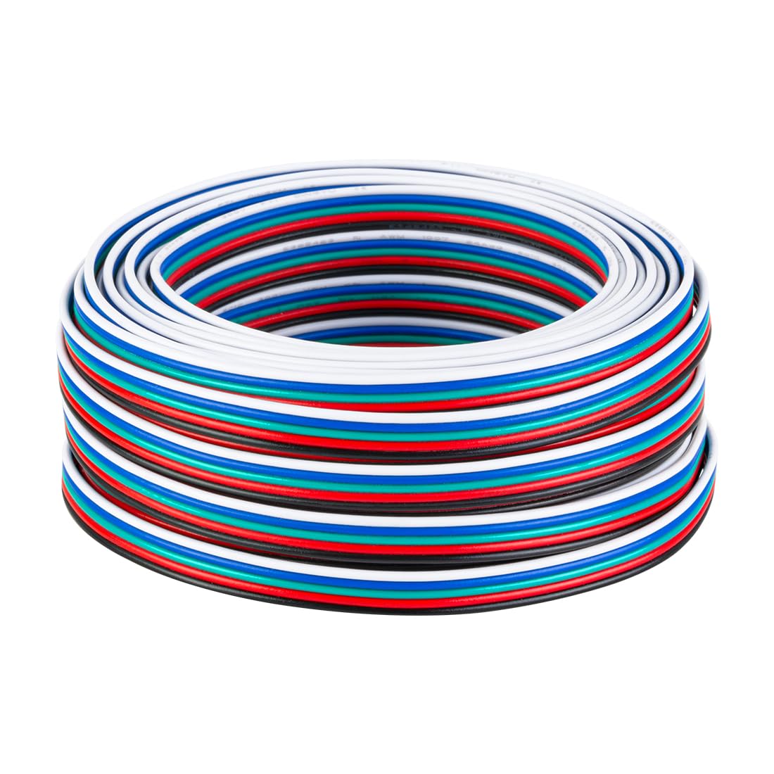 BTF-LIGHTING 5 Pin 32.8ft/10m 24AWG 5 Conductor 24 Gauge Wire Line Cord 5 Color Electrical Extension Flexible Cable LED Strip Light Wire Connection for FCOB COB 5050 SMD RGBW Color Changing LED Tape