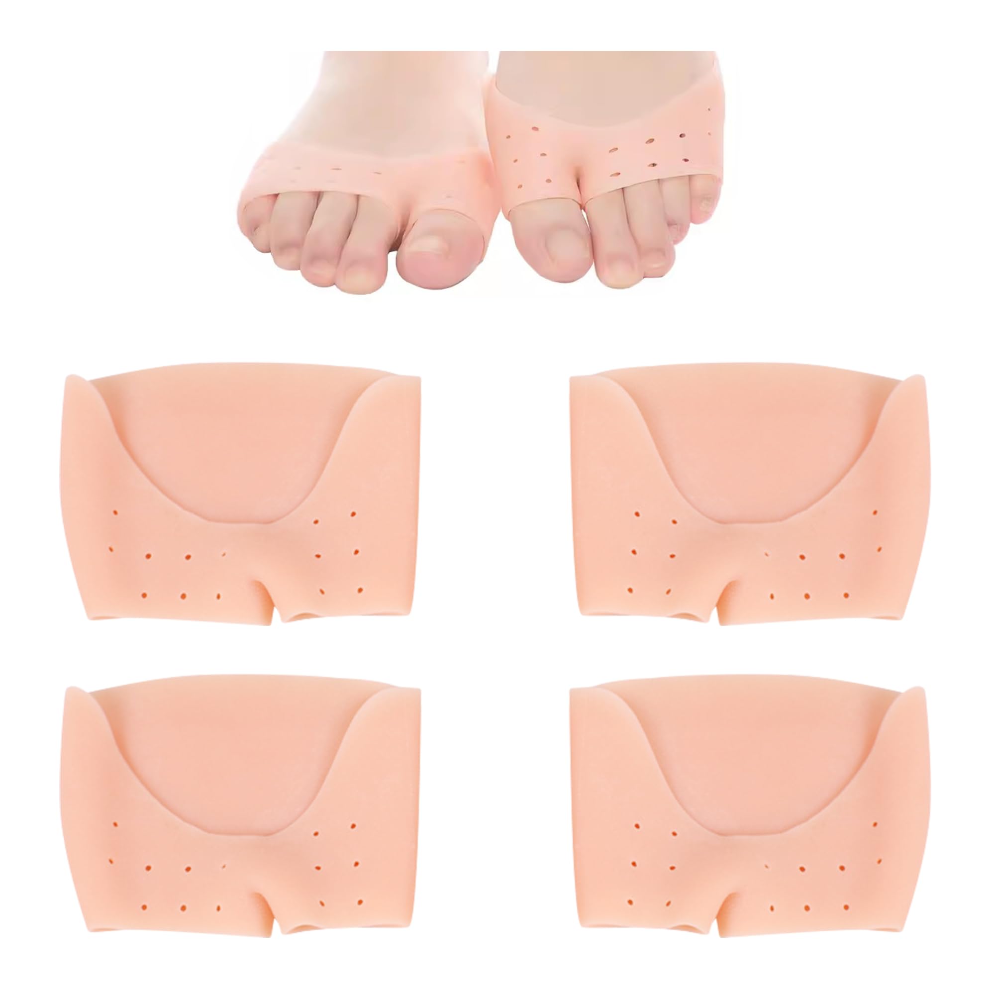 2 Pairs Gel Toe Caps Protectors Silicone Toe Sleeves Metatarsal Pads Ball of Foot Cushion Soft Forefoot Cushioning for Men Women Toe Sleeves Guards for Pain Relief