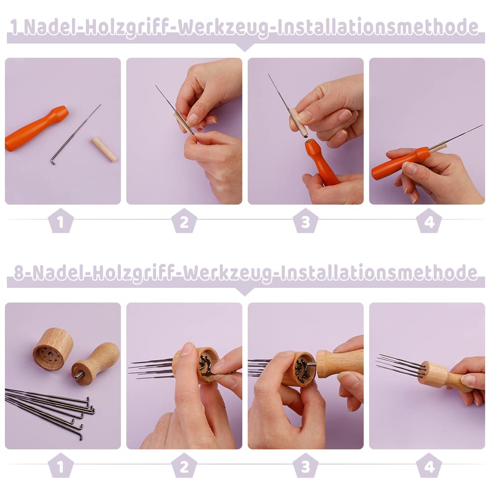 Ruasol Nadelfilz-Set, komplettes Nadelfilz-Werkzeug und Zubehör mit Filzwolle 50 Farben, Nadelfilz-Starter-Set mit Filzformen, hochdichte Schaumstoff-Aufbewahrungsbox für gefilzte Tier-Bastelarbeiten