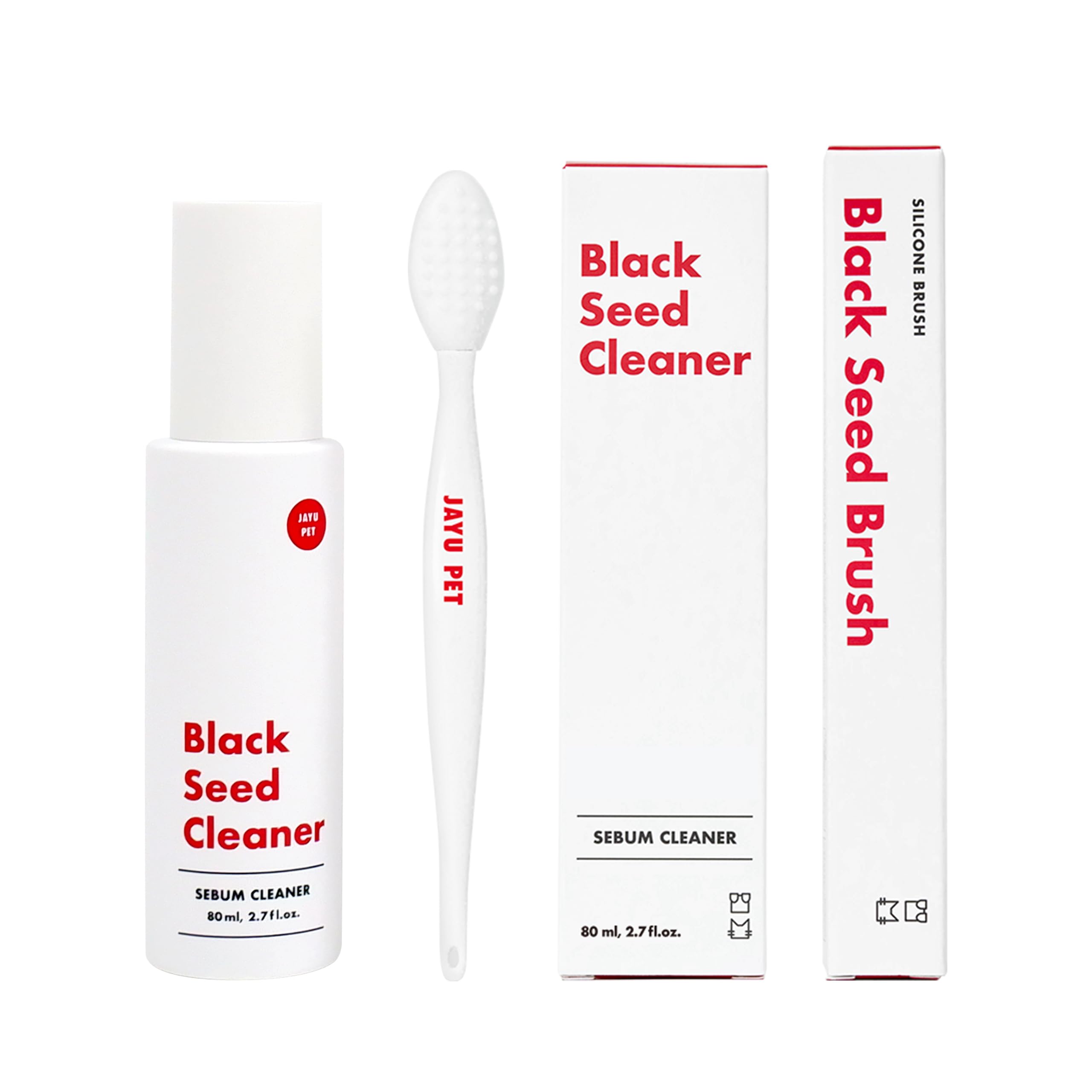 JAYU PET Katzen Mitesserfrei Kit – Mitesser-Entferner & Kinnakne Behandlung für Katzen, Schwarzkümmel Reiniger mit Silikon Peeling Bürste, hypoallergen, sanfte Katzenpflege für klare Haut