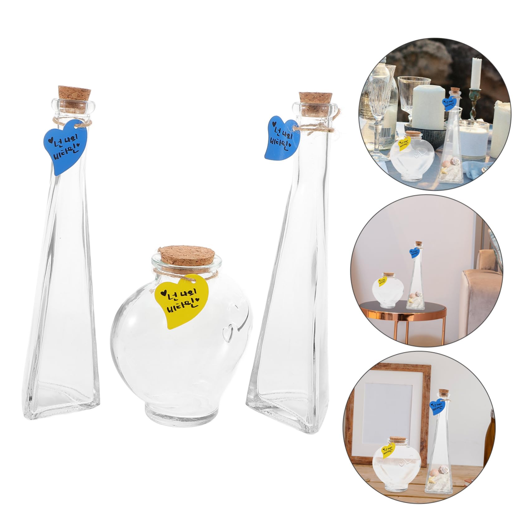 iplusmile 3 pezzi Bottiglie per Cerimonia Della Sabbia Matrimonio con Tappi Sughero Bottiglie Piccole Versatili per Decorazioni Regali e Progetti DIY Contenitori Resistenti e Riutilizzabili
