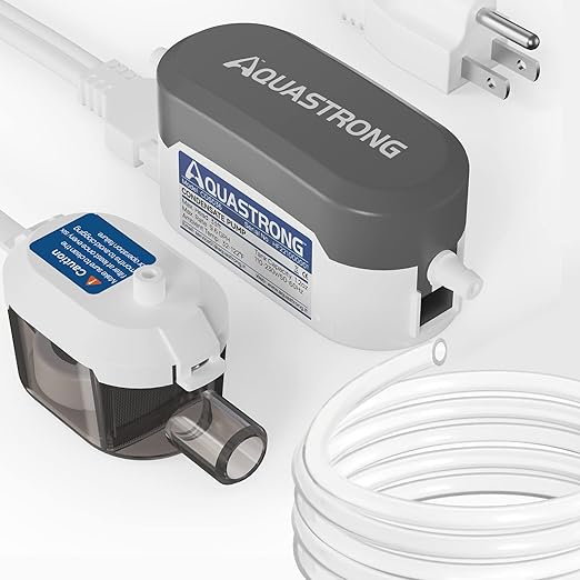 Aquastrong Mini Split Condensate Pump with Tubing, 9.6 GPH, 115V/230V, Automatic Safety Switch