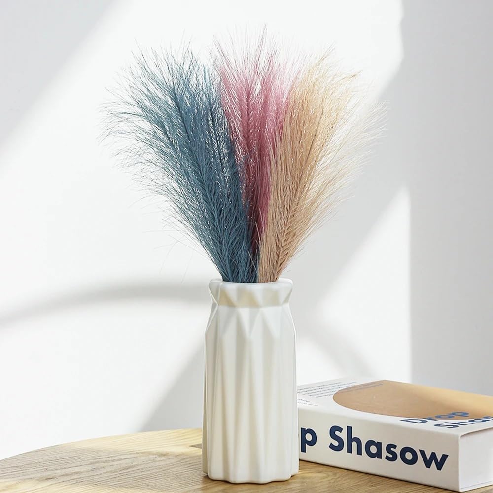Bouquet de Pampas artificielles en Soie Multicolore, 40 cm, Lot de 10 ou 15(Curry,15pcs)