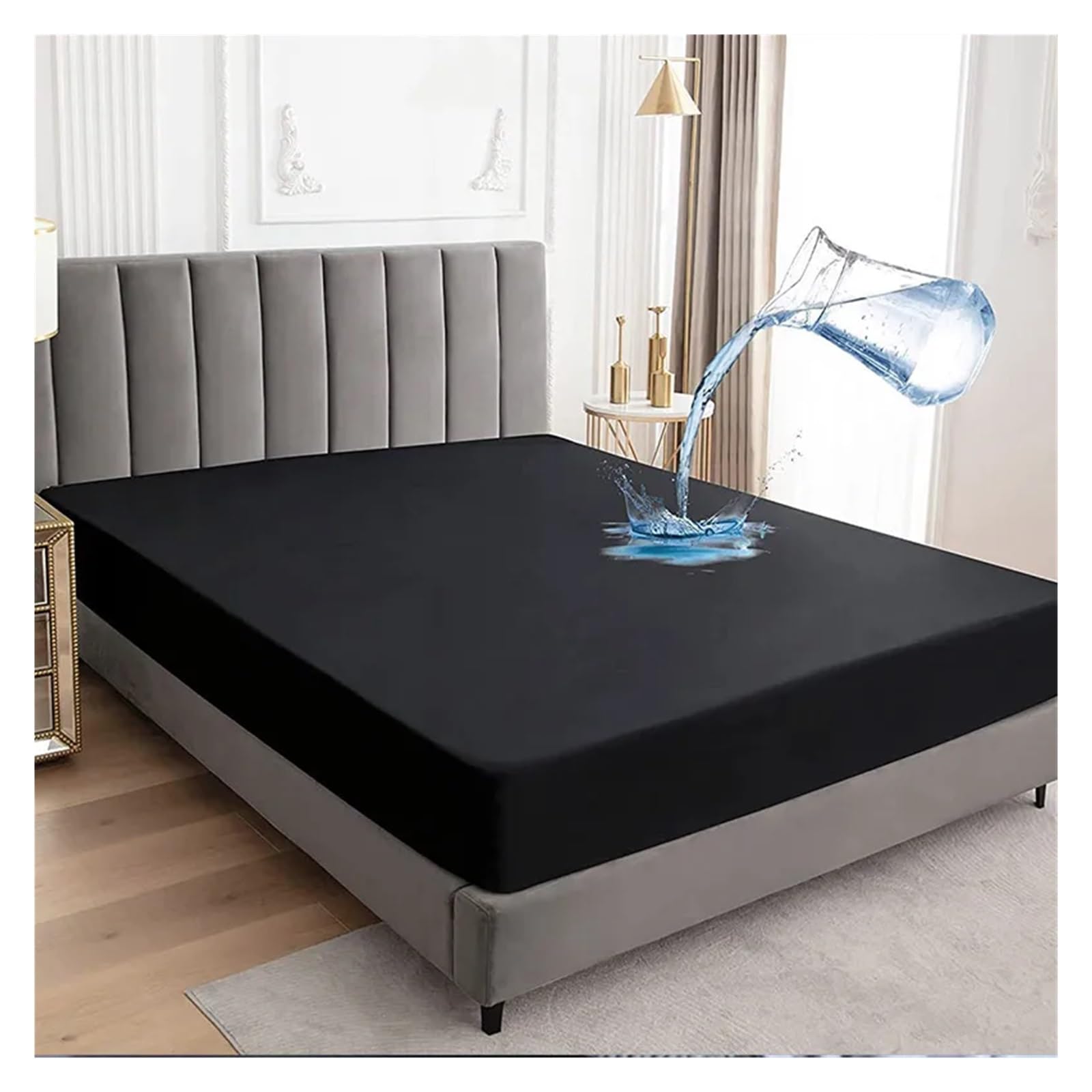 Sábana Ajustable elástica Impermeable for Cama de Matrimonio, Ropa, Protector colchón para Cama(Blue,Full)
