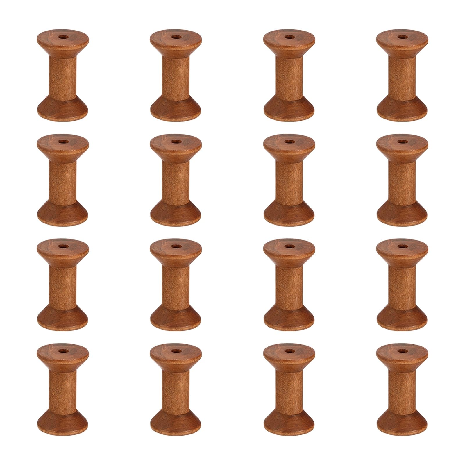 sourcing map 16 Pcs 3.0x5.0cm Small Empty Thread Spools, Camel Color Unfinished Wooden Spools Wire Weaving Bobbins, Wire Weaving Bobbins for Embroidery DIY Sewing Machines Cord Jewelry Chain